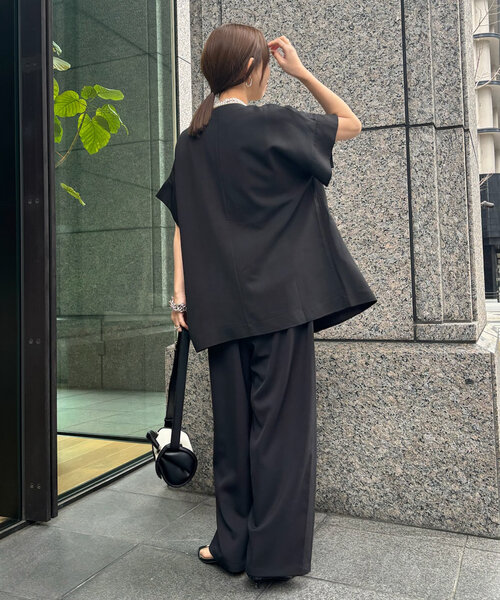 DouDou(ドゥドゥ)の「【WEB限定】リネンライクツイルタックイージーパンツ(その他パンツ・レディース・ブラック/グレイッシュベージュ・FREE)」の7枚目の写真