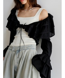 many frill cropped blouse