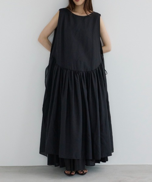 Libra Cue(リブラ キュー)の「サイドリボンジレワンピース(ワンピース・レディース・ブラック/ホワイト・FREE)」の9枚目の写真