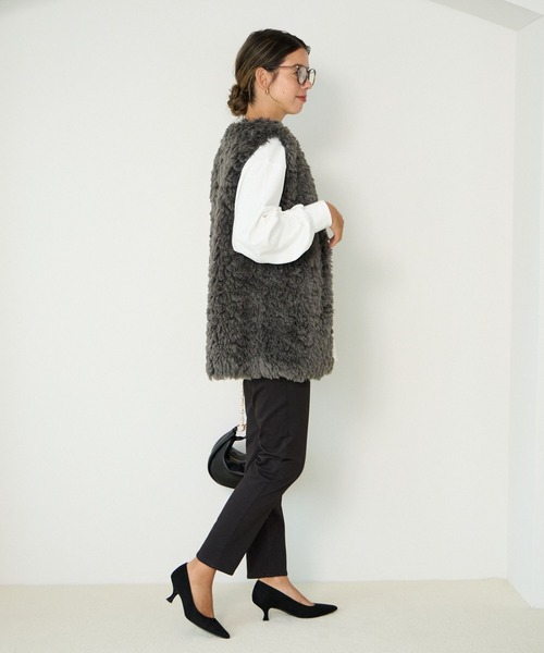 BAYFLOW（ベイフロー）の「ファーベスト（ベスト・レディース・グレイッシュベージュ/モカ/チャコール・FREE）」の10枚目の写真