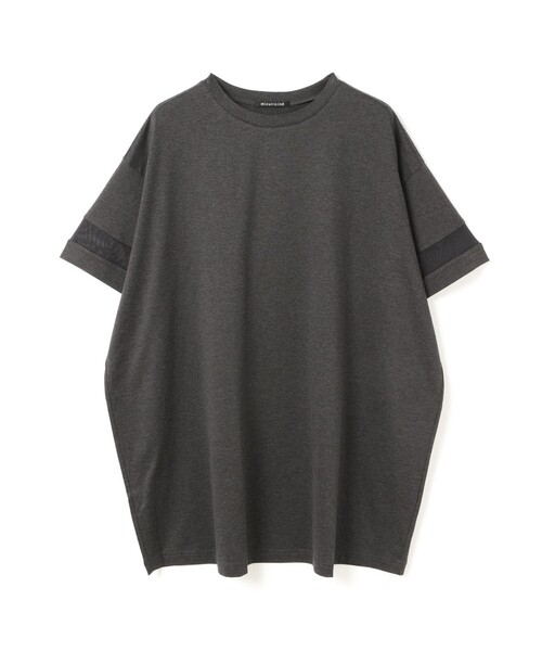 mizuiroind(ミズイロインド)の「mizuiro ind メッシュスリーブチュニックワンピース(チュニック・レディース・ブラック/オフホワイト/チャコールグレー/ネイビー・FREE)」の3枚目の写真