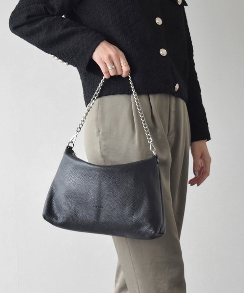 RIPANI（リパーニ）の「【RIPANI】チェーンハンドルレザーバッグ(Q46357)（ハンドバッグ・レディース・ブラック/パープル・ALL）」の9枚目の写真