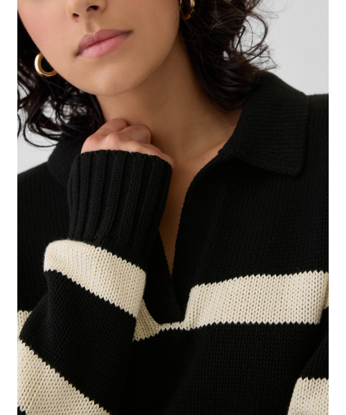 GAP(ギャップ)の「シュランケン ポロセーター(ニット/セーター・レディース・ブラック×ホワイト/ベージュ・M/L/S/XL/XXS/XS)」の7枚目の写真