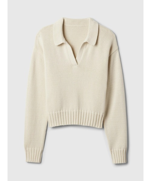 GAP(ギャップ)の「シュランケン ポロセーター(ニット/セーター・レディース・ブラック×ホワイト/ベージュ・M/L/S/XL/XXS/XS)」の9枚目の写真