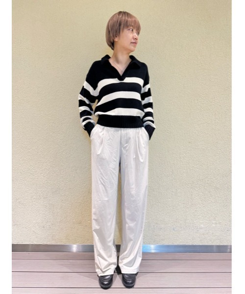 GAP(ギャップ)の「シュランケン ポロセーター(ニット/セーター・レディース・ブラック×ホワイト/ベージュ・M/L/S/XL/XXS/XS)」の13枚目の写真