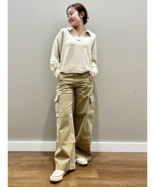 GAP(ギャップ)の「シュランケン ポロセーター(ニット/セーター・レディース・ブラック×ホワイト/ベージュ・M/L/S/XL/XXS/XS)」の14枚目の写真