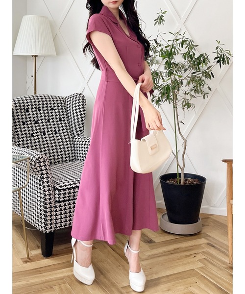 MIIA(ミーア)の「ウエストリボンシャツワンピース(ワンピース・レディース・パープル/ネイビー/チェック・FREE)」の6枚目の写真