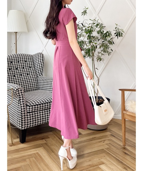 MIIA(ミーア)の「ウエストリボンシャツワンピース(ワンピース・レディース・パープル/ネイビー/チェック・FREE)」の4枚目の写真