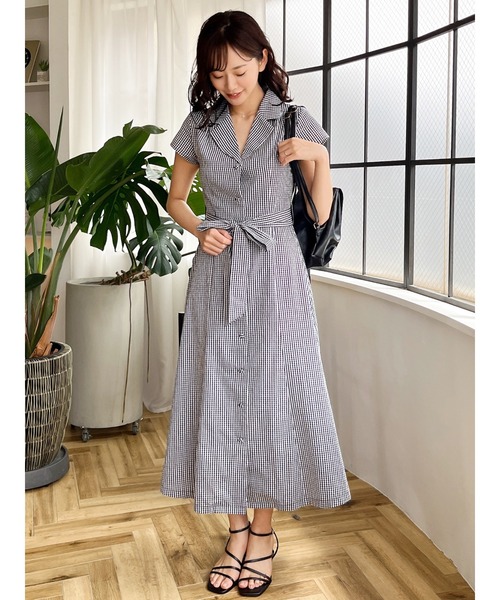 MIIA(ミーア)の「ウエストリボンシャツワンピース(ワンピース・レディース・パープル/ネイビー/チェック・FREE)」の16枚目の写真