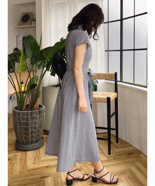 MIIA(ミーア)の「ウエストリボンシャツワンピース(ワンピース・レディース・パープル/ネイビー/チェック・FREE)」の15枚目の写真