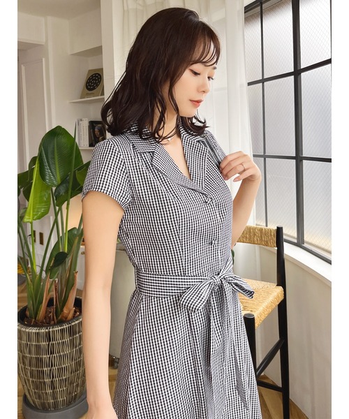 MIIA(ミーア)の「ウエストリボンシャツワンピース(ワンピース・レディース・パープル/ネイビー/チェック・FREE)」の13枚目の写真