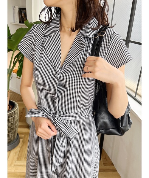 MIIA(ミーア)の「ウエストリボンシャツワンピース(ワンピース・レディース・パープル/ネイビー/チェック・FREE)」の11枚目の写真