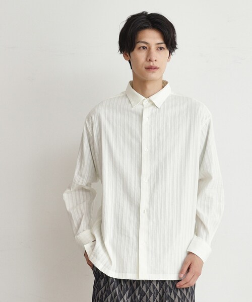 THE SHOP TK （ザ ショップ ティーケー ）の「◆コットンレース長袖シャツ（シャツ/ブラウス・メンズ・ブラック/オフホワイト・04/03/02/01）」の2枚目の写真