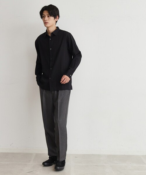 THE SHOP TK （ザ ショップ ティーケー ）の「◆コットンレース長袖シャツ（シャツ/ブラウス・メンズ・ブラック/オフホワイト・04/03/02/01）」の5枚目の写真