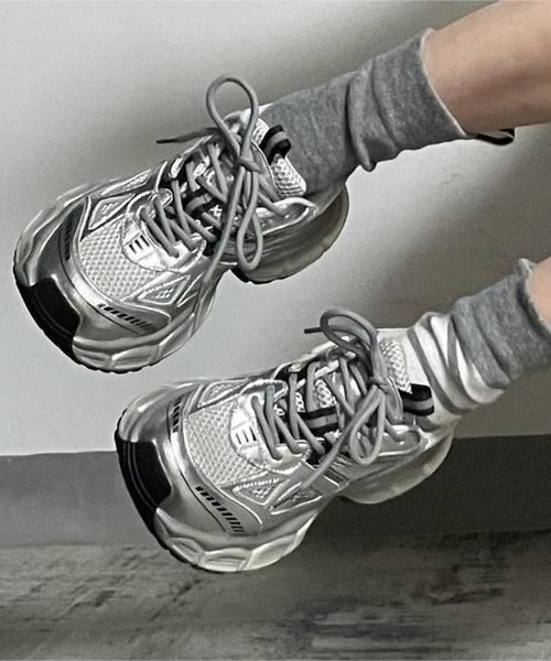 Teem Store（チームストア）の「厚底 ボリュームソール ダッドスニーカー（スニーカー・レディース・ホワイト/シルバー・38/36/40）」の3枚目の写真