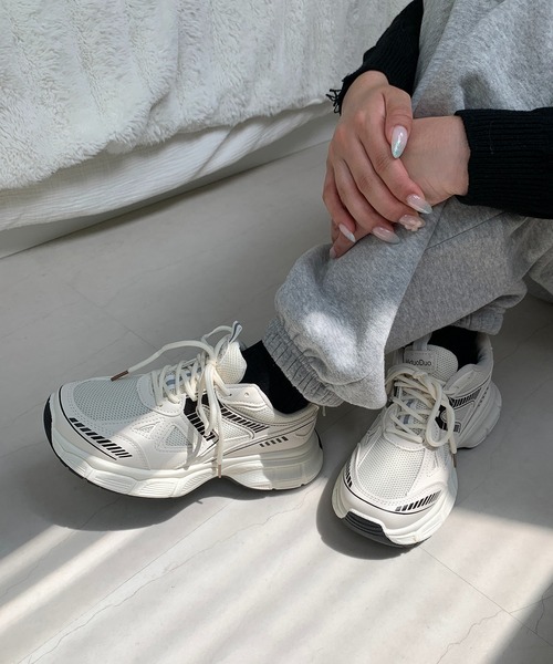 Teem Store（チームストア）の「厚底 ボリュームソール ダッドスニーカー（スニーカー・レディース・ホワイト/シルバー・38/36/40）」の16枚目の写真