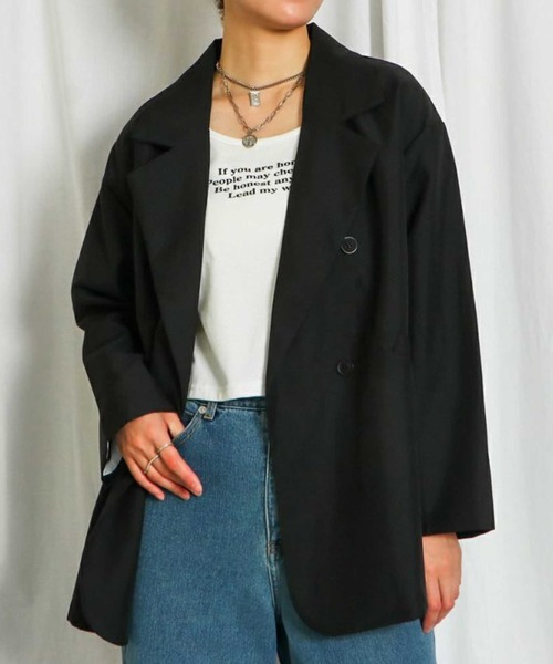 【新品未使用】エスカーダ　テーラードジャケット　ウール　シンプル　無地（718） セール】《ダブルテーラー×オーバーサイズ》レディース