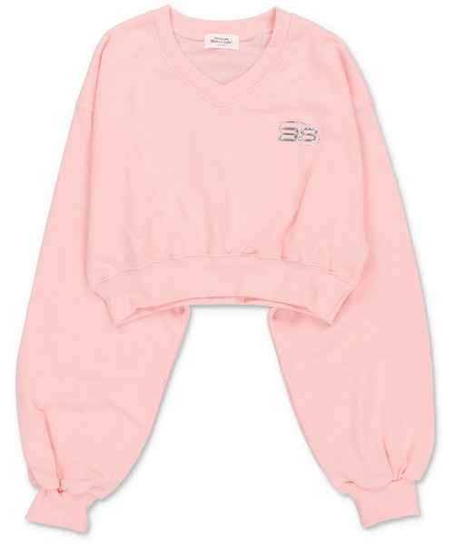 SPINNS（スピンズ）の「シルバーワンポイントロゴ Vネックショート丈スウェット（スウェット・レディース・ブラック/ピンク/ネイビー/オフホワイト/ブラック系その他/オートミール・ONESIZE）」の14枚目の写真