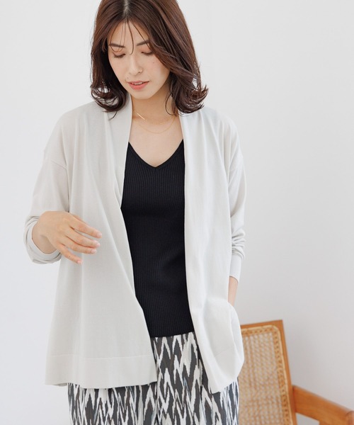 Elura(エルーラ)の「サマープロテクトミドルカーディガン/144236(カーディガン/ボレロ・レディース・ブラウン系その他/ブラック/ライトグレー・FREE)」の2枚目の写真