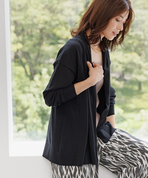 Elura(エルーラ)の「サマープロテクトミドルカーディガン/144236(カーディガン/ボレロ・レディース・ブラウン系その他/ブラック/ライトグレー・FREE)」の6枚目の写真