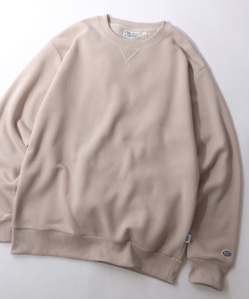 DISCUS（ディスカス）の「DISCUS/ディスカス 別注 オーバーサイズ 裏起毛 ロゴワッペン刺繍 トレーナー スウェット レディース メンズ（スウェット・メンズ・ブルーグリーン/グレイッシュベージュ/ネイビー/オートミール/ブラック/グレー/ブルー/ブラウン/ピンク・M/LL/L）」の5枚目の写真