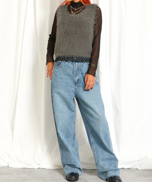 GORGE(ゴージ)の「前後2wayファーベスト(ベスト・レディース・ライトグレー/チャコールグレー/アイボリー・F)」の4枚目の写真