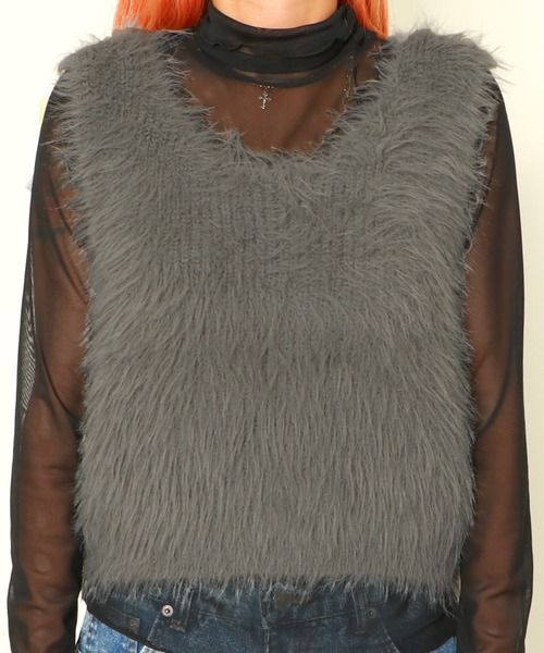 GORGE(ゴージ)の「前後2wayファーベスト(ベスト・レディース・ライトグレー/チャコールグレー/アイボリー・F)」の8枚目の写真