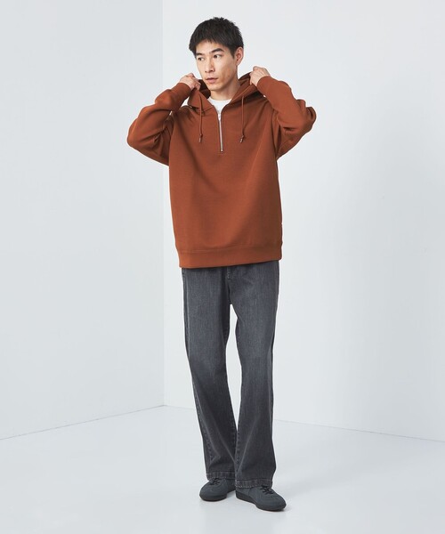 green label relaxing(グリーンレーベルリラクシング)の「ダンボール ハーフジップ フーディ パーカー(パーカー・メンズ・ライトグレー/ブラウン/ネイビー・M/L/S/XL)」の9枚目の写真