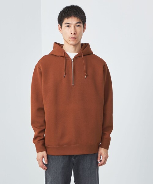 green label relaxing(グリーンレーベルリラクシング)の「ダンボール ハーフジップ フーディ パーカー(パーカー・メンズ・ライトグレー/ブラウン/ネイビー・M/L/S/XL)」の12枚目の写真