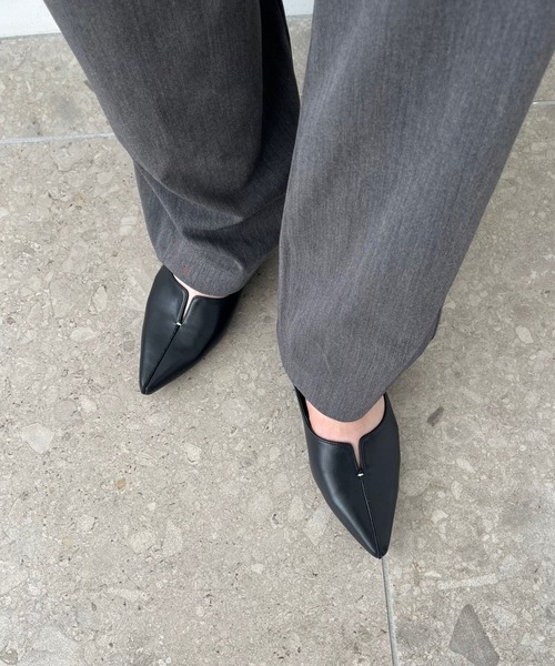 セール】WEB限定 通勤靴 フレアヒール ポインテッドトゥ パンプス