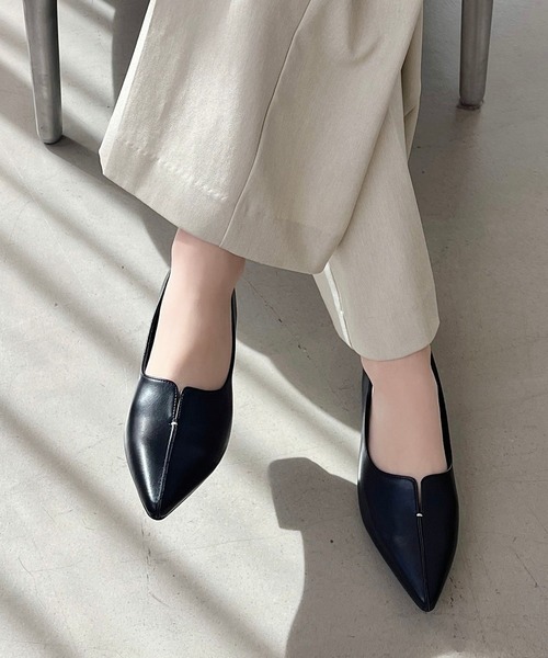 セール】WEB限定 通勤靴 フレアヒール ポインテッドトゥ パンプス