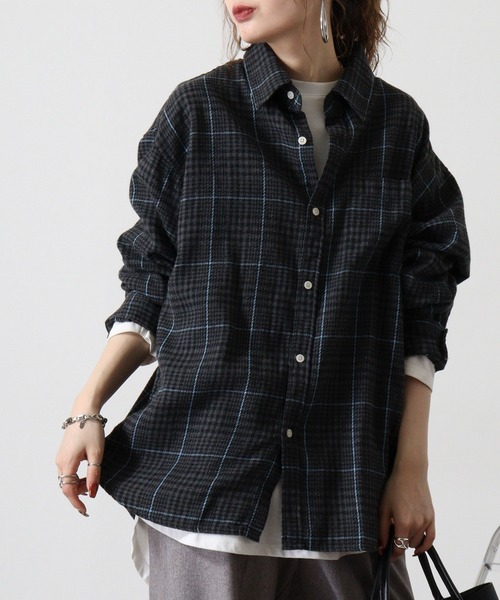 SUGGESTION（サジェッション）の「Viera brushed dyed check long sleeve flannel shirt / ビエラ起毛 先染チェック長袖ネルシャツ unisex（シャツ/ブラウス・メンズ・アイボリー/ブラック/チャコール/ネイビー・M/L）」の3枚目の写真