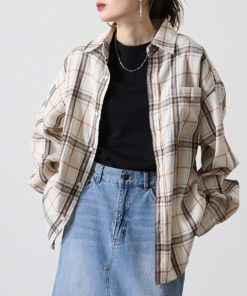 SUGGESTION（サジェッション）の「Viera brushed dyed check long sleeve flannel shirt / ビエラ起毛 先染チェック長袖ネルシャツ unisex（シャツ/ブラウス・メンズ・アイボリー/ブラック/チャコール/ネイビー・M/L）」の14枚目の写真