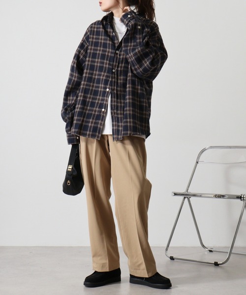 SUGGESTION（サジェッション）の「Viera brushed dyed check long sleeve flannel shirt / ビエラ起毛 先染チェック長袖ネルシャツ unisex（シャツ/ブラウス・メンズ・アイボリー/ブラック/チャコール/ネイビー・M/L）」の6枚目の写真