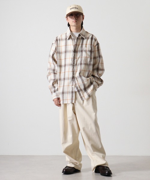 SUGGESTION（サジェッション）の「Viera brushed dyed check long sleeve flannel shirt / ビエラ起毛 先染チェック長袖ネルシャツ unisex（シャツ/ブラウス・メンズ・アイボリー/ブラック/チャコール/ネイビー・M/L）」の21枚目の写真