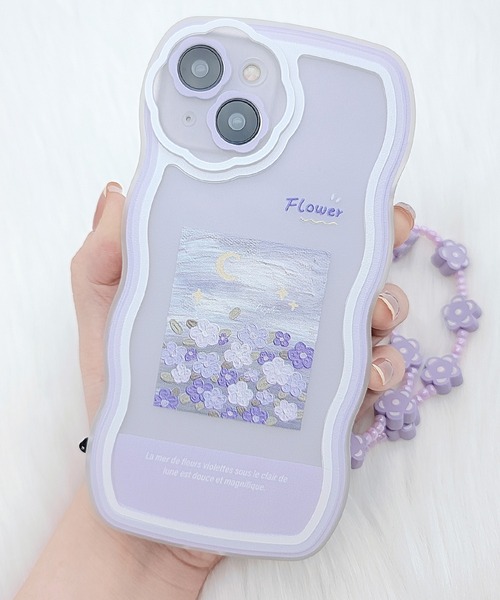 セール】ウエーブライン バイカラー フラワー iPhone ケース