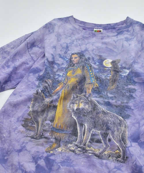【ヴィンテージ古着】90's FRUIT OF THE LOOM インディアン アニマルプリント タイダイTシャツ（Tシャツ/カットソー）｜FRUIT OF THE LOOM（フルーツオブザルーム）