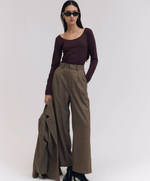 JOSE MOON（ジョゼムーン）の「HERRINGBONE  PANTS/ヘリンボーンパンツ（スラックス・レディース・チャコールグレー・36/38）」の12枚目の写真