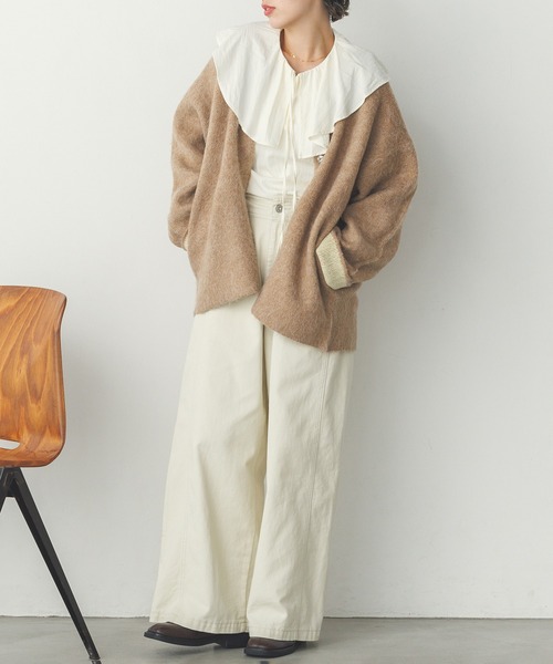 hunch（ハンチ）の「配色 ダブルフェイス ニットコート（ノーカラーコート・レディース・グレー系その他/ブルー系その他/ベージュ系その他・FREE）」の12枚目の写真