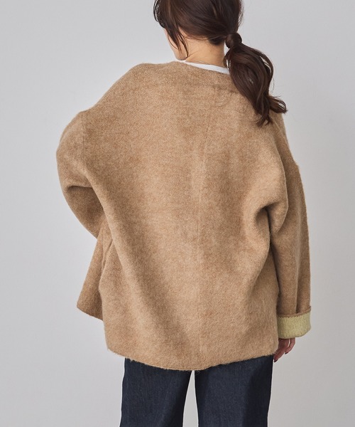 hunch（ハンチ）の「配色 ダブルフェイス ニットコート（ノーカラーコート・レディース・グレー系その他/ブルー系その他/ベージュ系その他・FREE）」の15枚目の写真