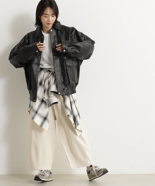 FOUND GOOD(ファウンドグッド)の「フェィクレザーブルゾン(ブルゾン・レディース・ブラウン系8/ブラック・L/M)」の5枚目の写真