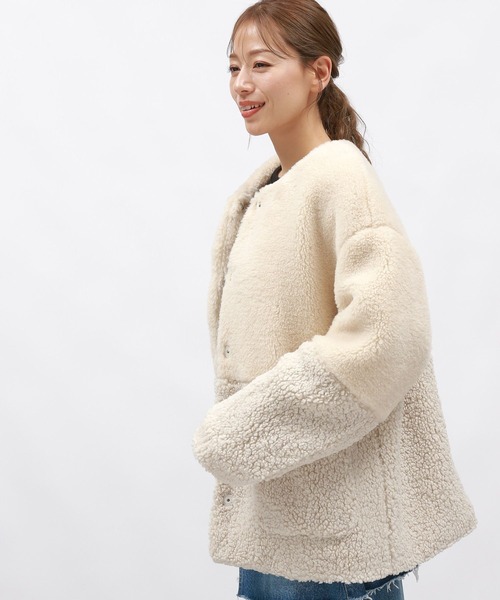 LAKOLE（ラコレ）の「ノーカラーキリカエボアブルゾン / 130850（ブルゾン・レディース・アイボリー/ブラック/ベージュ・MEDIUM/SMALL）」の22枚目の写真