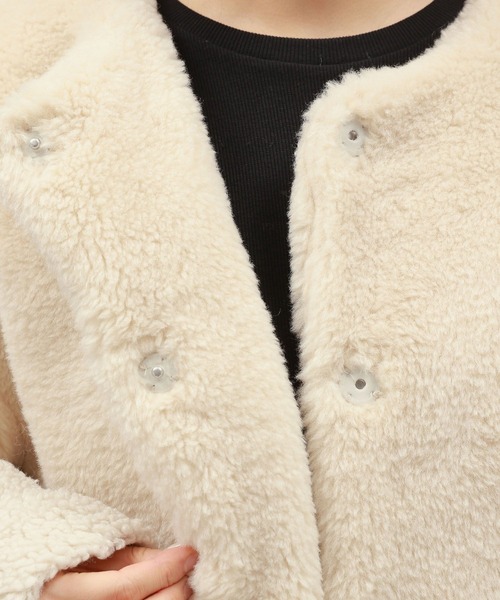 LAKOLE（ラコレ）の「ノーカラーキリカエボアブルゾン / 130850（ブルゾン・レディース・アイボリー/ブラック/ベージュ・MEDIUM/SMALL）」の13枚目の写真