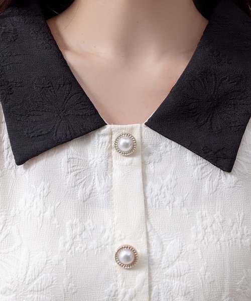 DAY CLOSET(デイ クローゼット)の「レディース 長袖スエンボス加工ペプラムブラウス(シャツ/ブラウス・レディース・ブラック/アイボリー・FREE)」の17枚目の写真