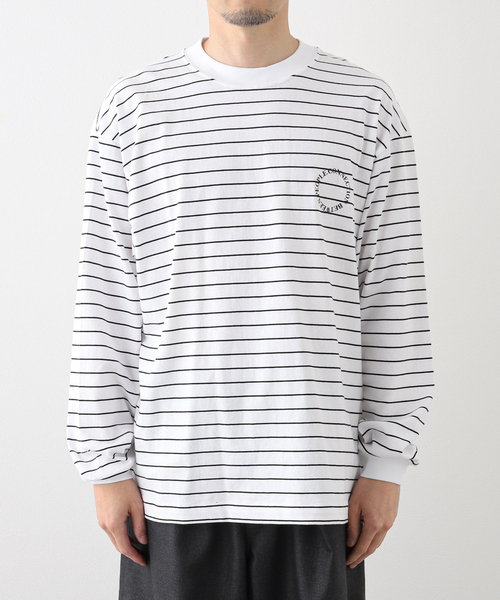 B.C STOCK（ベーセーストック）の「C.B.P ボーダーロゴロンTEE（Tシャツ/カットソー・メンズ・ブラック/ネイビー/ホワイト・LARGE/MEDIUM）」の16枚目の写真