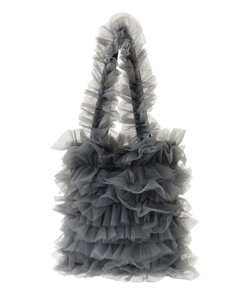 Green　Parks（グリーンパークス）の「OTO.HA. チュールフリルA4トートバッグ（トートバッグ・レディース・グレー/ブラック・FREE）」の3枚目の写真