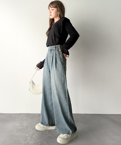 あこまま⭐︎　FENDI ワイドレッグデニム WIDE LEG デニムパンツ - ブルー | ZARA Japan / 日本