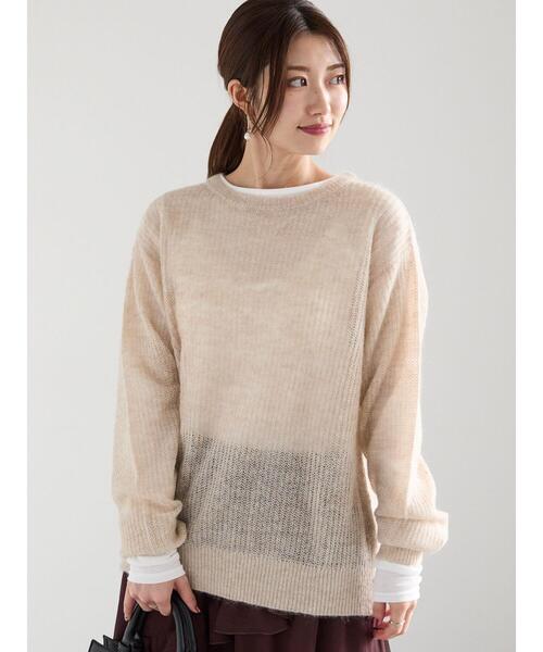 Te chichi（テチチ）の「オープンワークニットプルオーバー（ニット/セーター・レディース・チャコールグレー/ブラウン/ベージュ・F）」の3枚目の写真