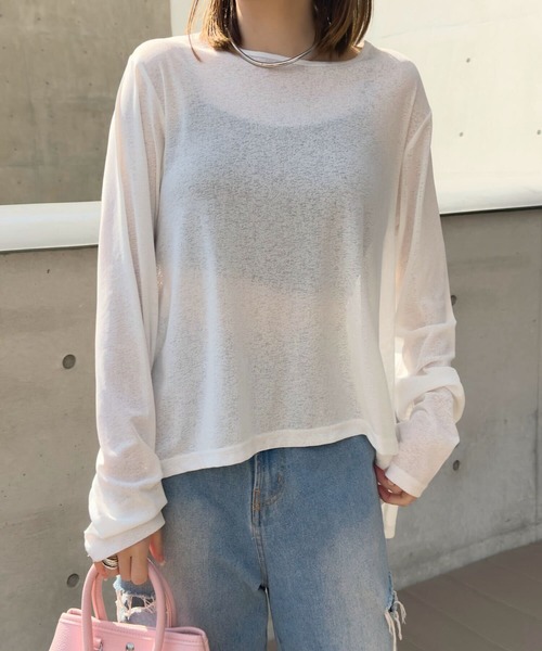 KOBE LETTUCE（コウベレタス）の「[ M/L/XLサイズ ] 選べる4タイプ スラブシアーT（Tシャツ/カットソー・レディース・ブラック/アイボリー系/オフホワイト/ブラウン/チャコール/ホワイト系/グレー系/ブラウン系/ブラック系/アイボリー系1/ピンク/ピンク系/ライトブルー/ライトグレー/ライトグレー系/ブルー系/ホワイト系1/ライトグレー系1/ピンク系1/ブルー系1/ブラック系1/ホワイト系2/ブラック系2/ブルー系2/ライトグレー系2/ピンク系2/イエロー/イエロー系/イエロー系1/イエロー系2・L/M/XL/L1/1/M1/L2/M2/2/L3/M3/3）」の3枚目の写真
