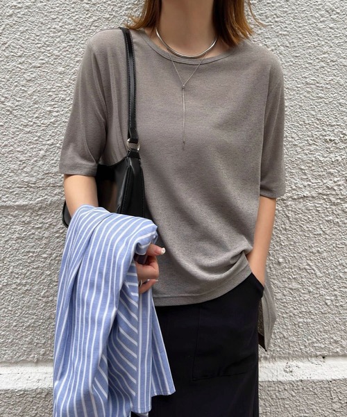 KOBE LETTUCE（コウベレタス）の「[ M/L/XLサイズ ] 選べる4タイプ スラブシアーT（Tシャツ/カットソー・レディース・ブラック/アイボリー系/オフホワイト/ブラウン/チャコール/ホワイト系/グレー系/ブラウン系/ブラック系/アイボリー系1/ピンク/ピンク系/ライトブルー/ライトグレー/ライトグレー系/ブルー系/ホワイト系1/ライトグレー系1/ピンク系1/ブルー系1/ブラック系1/ホワイト系2/ブラック系2/ブルー系2/ライトグレー系2/ピンク系2/イエロー/イエロー系/イエロー系1/イエロー系2・L/M/XL/L1/1/M1/L2/M2/2/L3/M3/3）」の13枚目の写真
